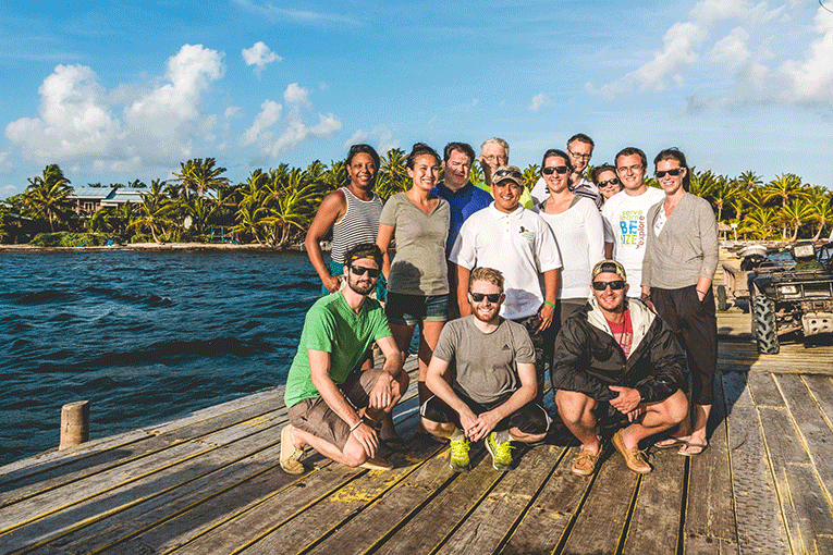 Students on Long Caye island in Belize