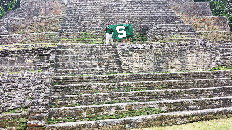 MSU students at the ancient Maya temple in Northern Belize