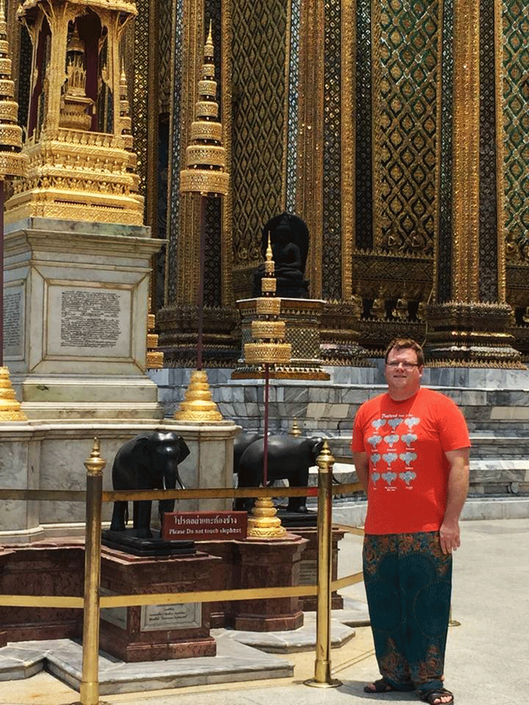 Tourist at a temple in Thailand