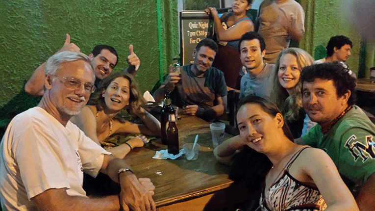Foreigners at a Granada pub quiz in Nicaragua