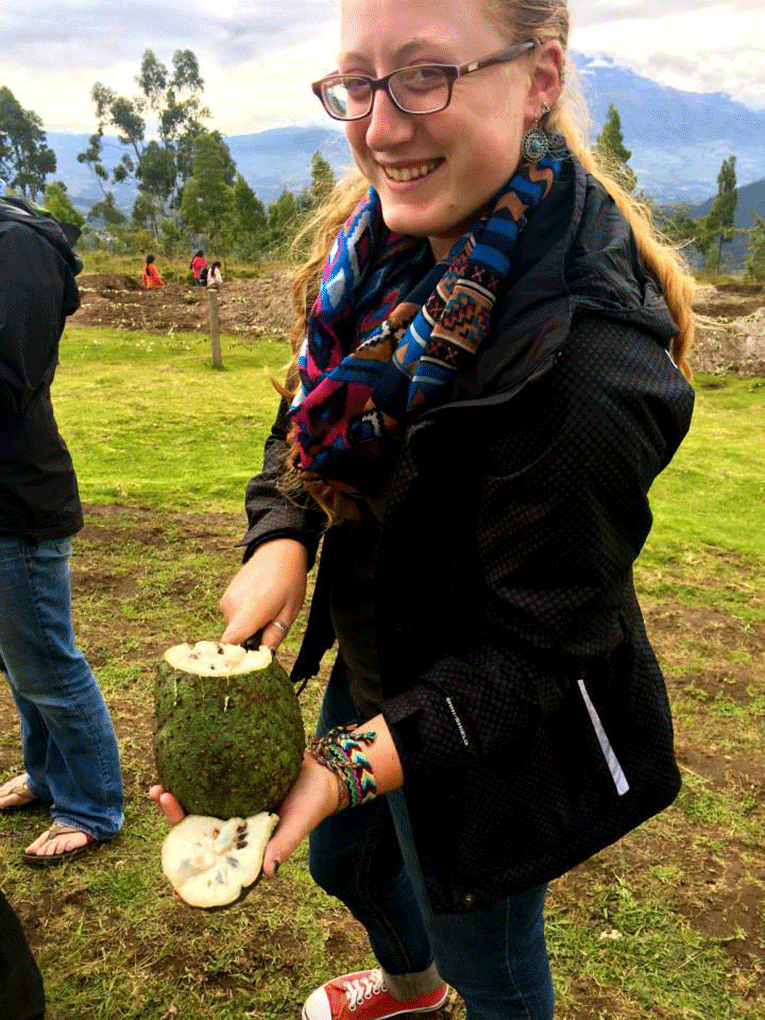 Eating guanabanas in Ecuador
