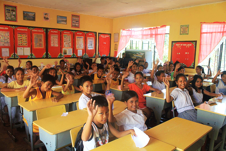 Elementary students in the Philippines