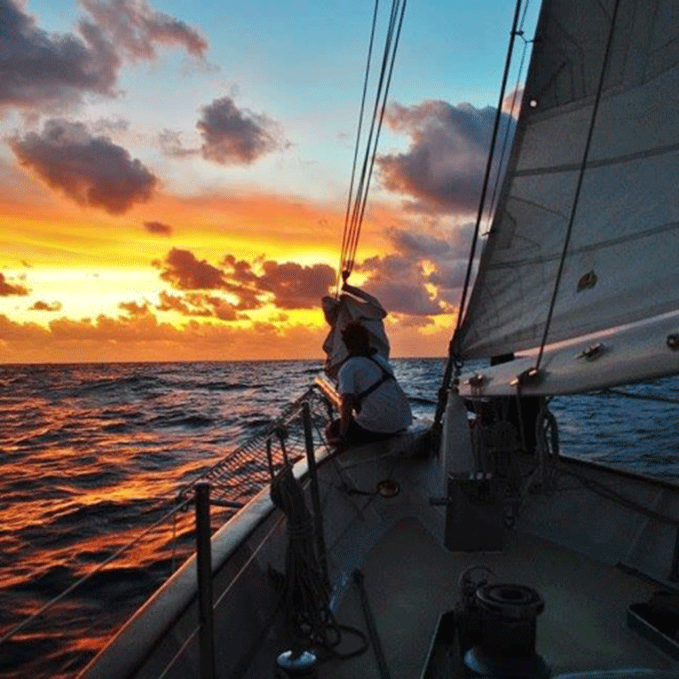 Sunset view from a sailboat in South Africa