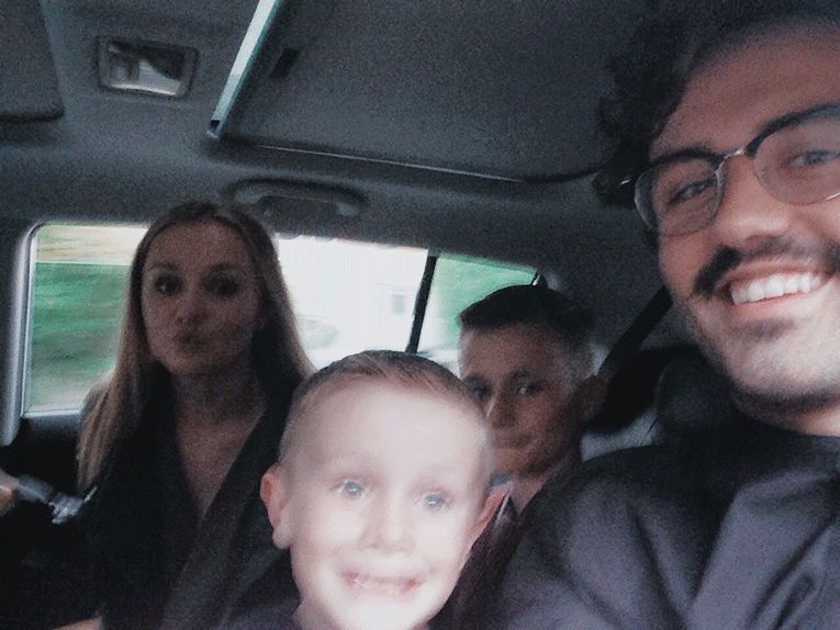 Student with his host family in the United Kingdom