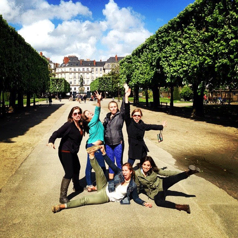 Students in a park in Nantes, France