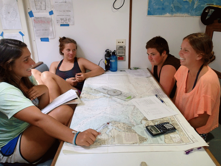 Students studying navigation