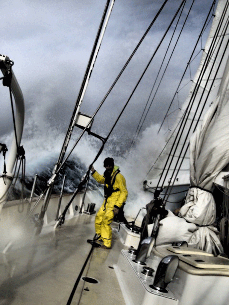 Boat during high seas near Cape Town, South AFrica