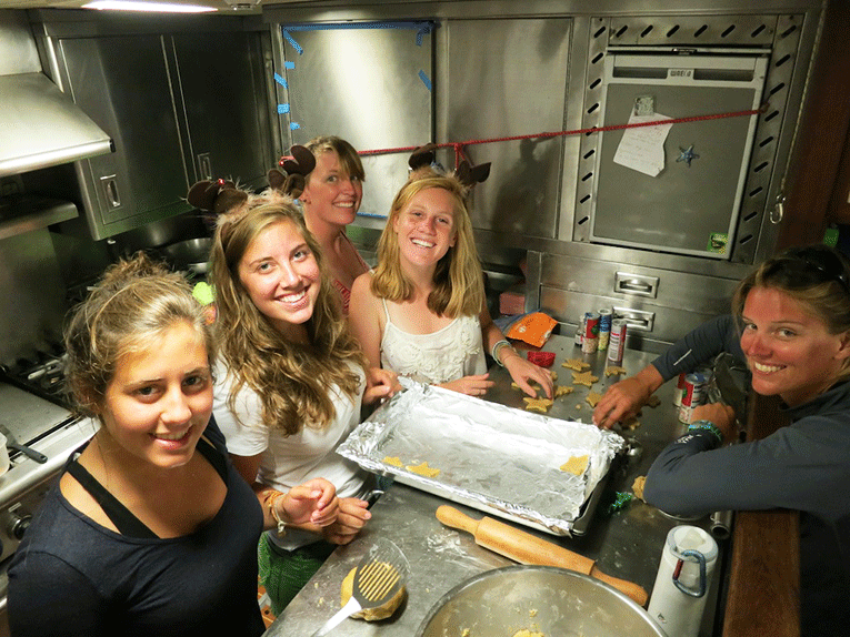 Students baking Christmas cookies