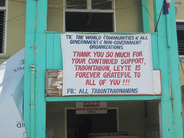 Thank you banner in Tabontabon, Leyte, Philippines