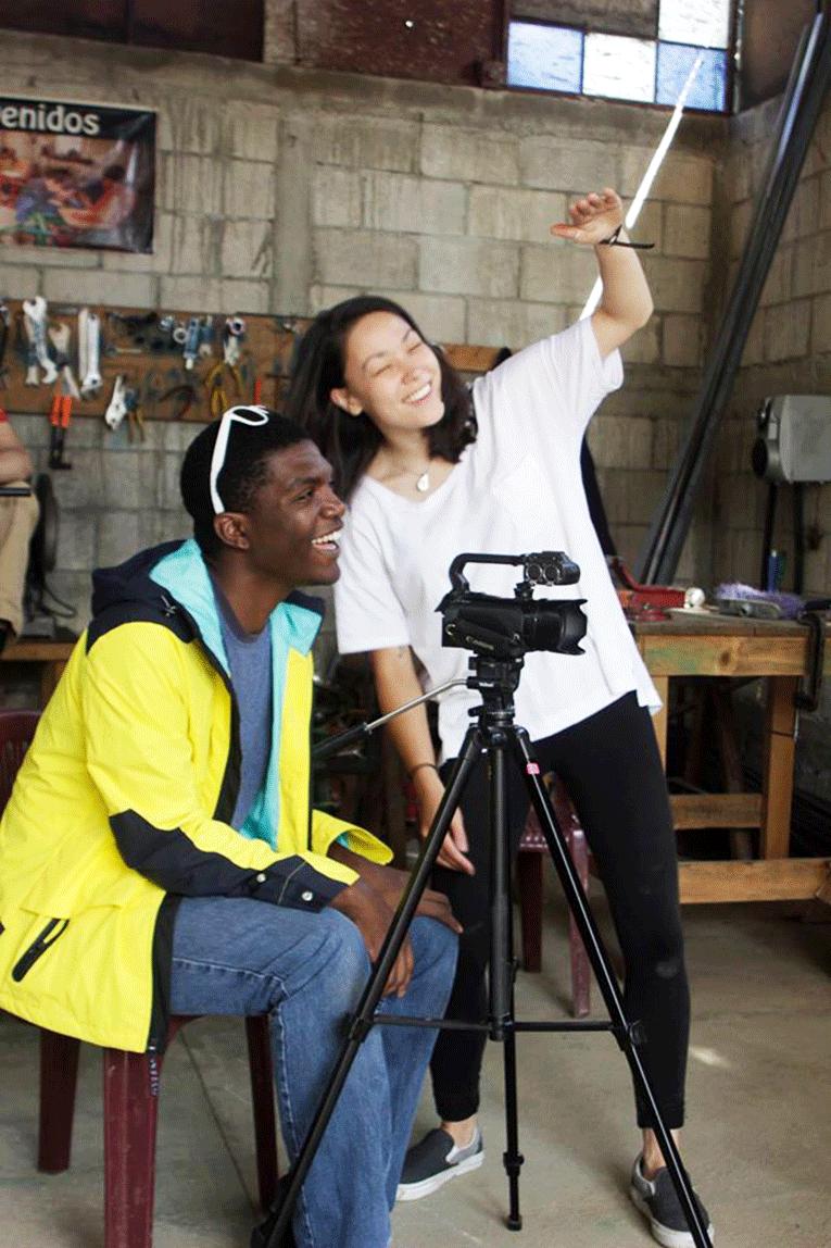 Production staff talking