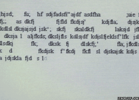 Tyra Banks typing kjs;lkfjsdf;jk on a computer