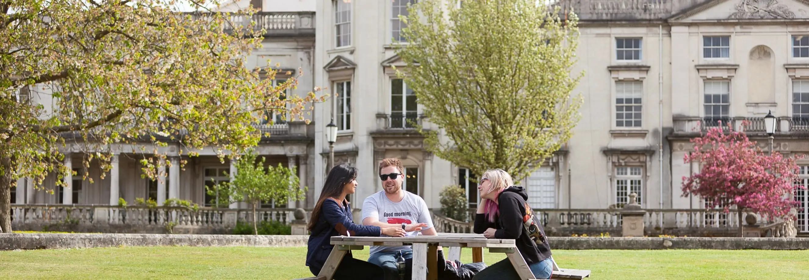 students sitting at a table at Grove Lawn