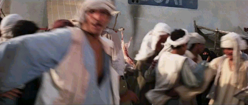 Gif, Indiana Jones, people clearing away from him