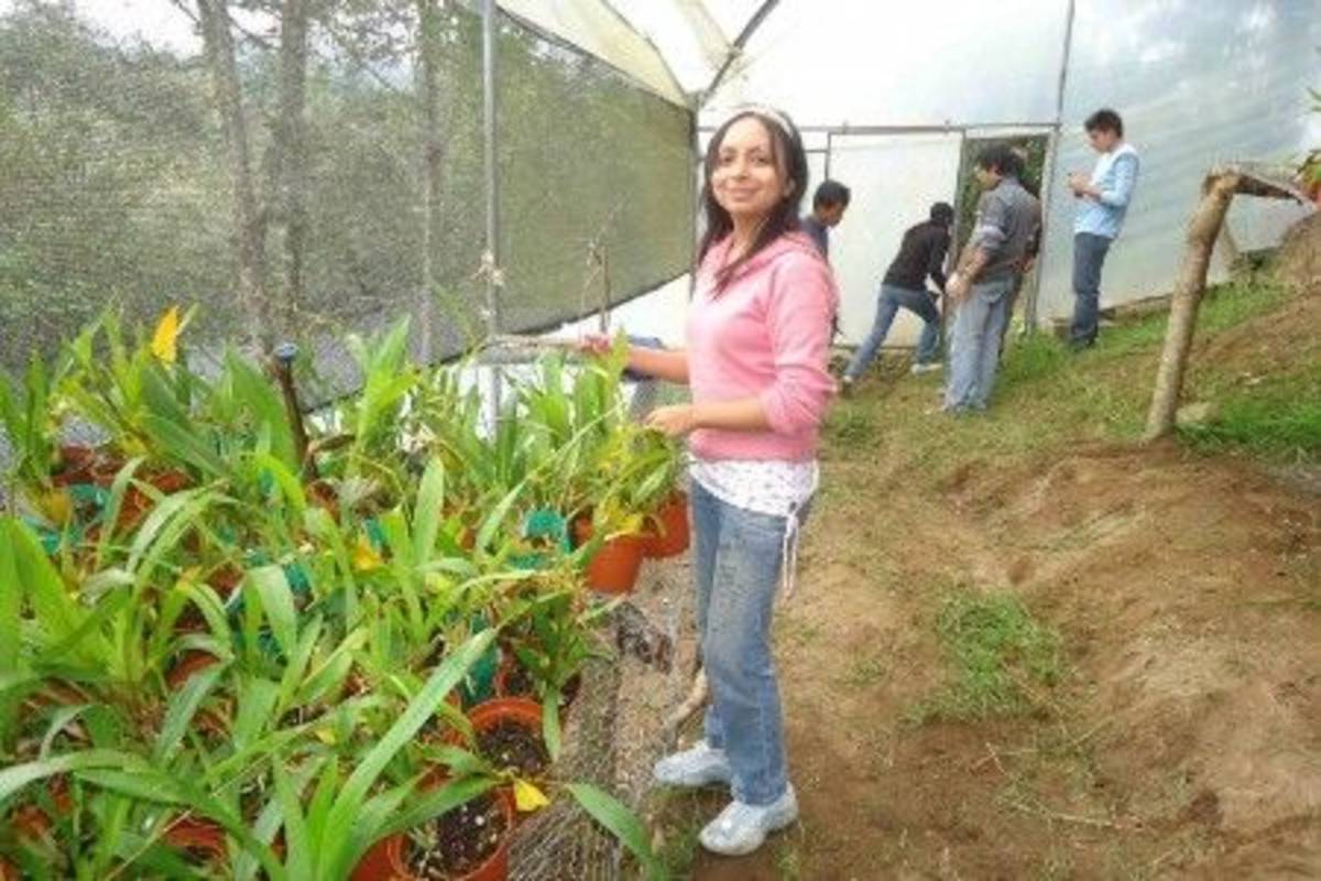 Woman in a greenhouse