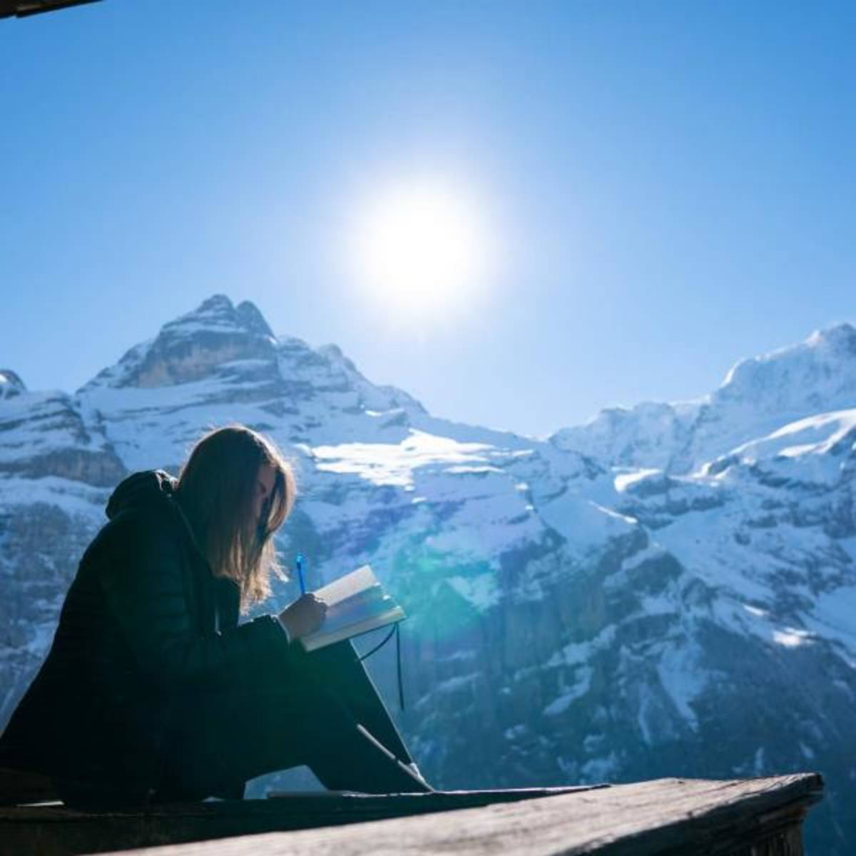 journaling in the Swiss Alps.