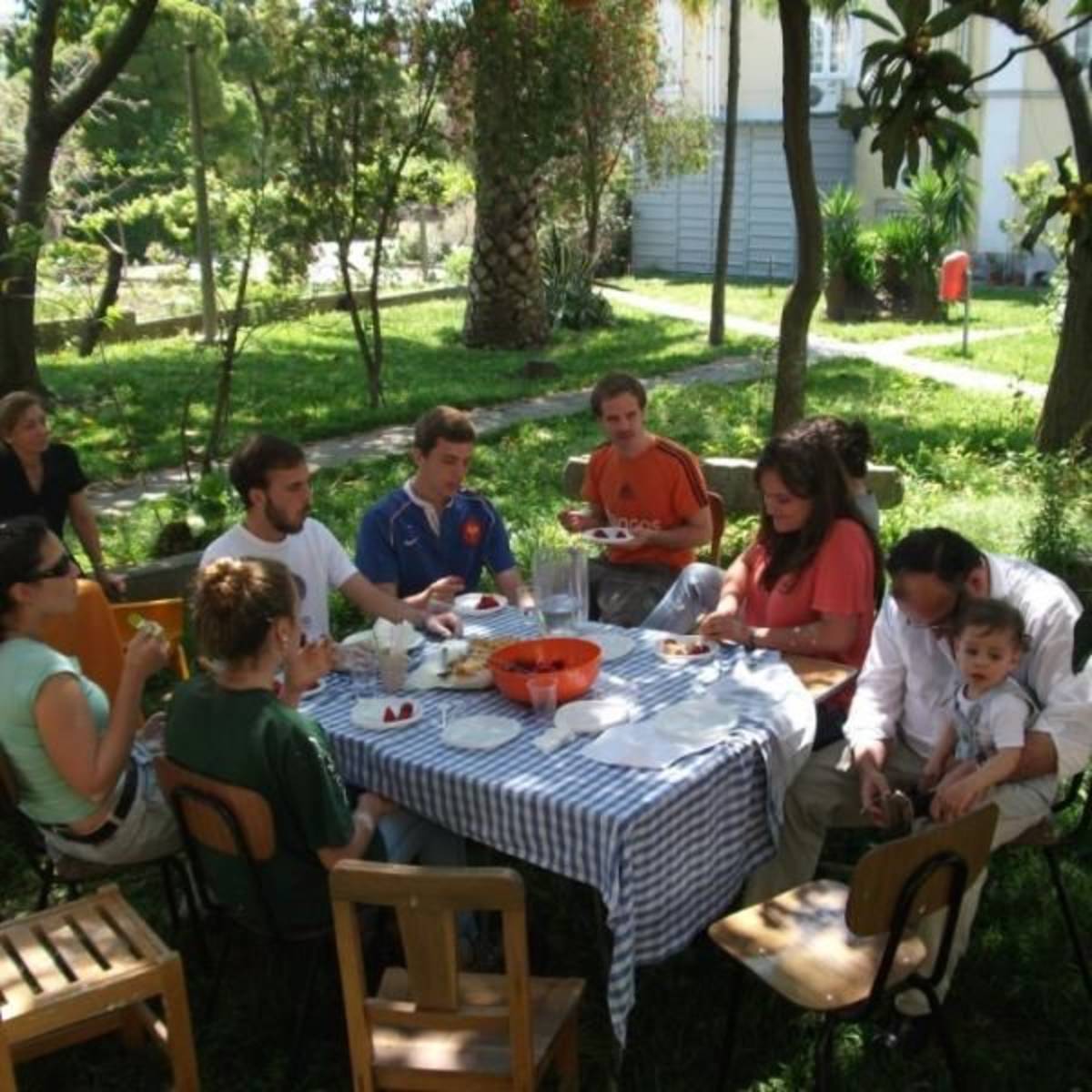 volunteers having a break