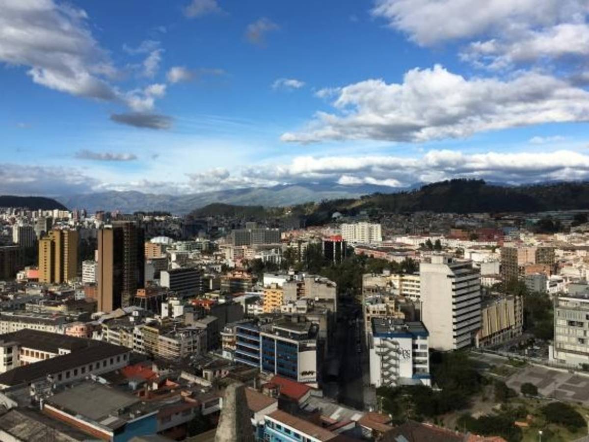 A city view of Quito, Ecuador from above.