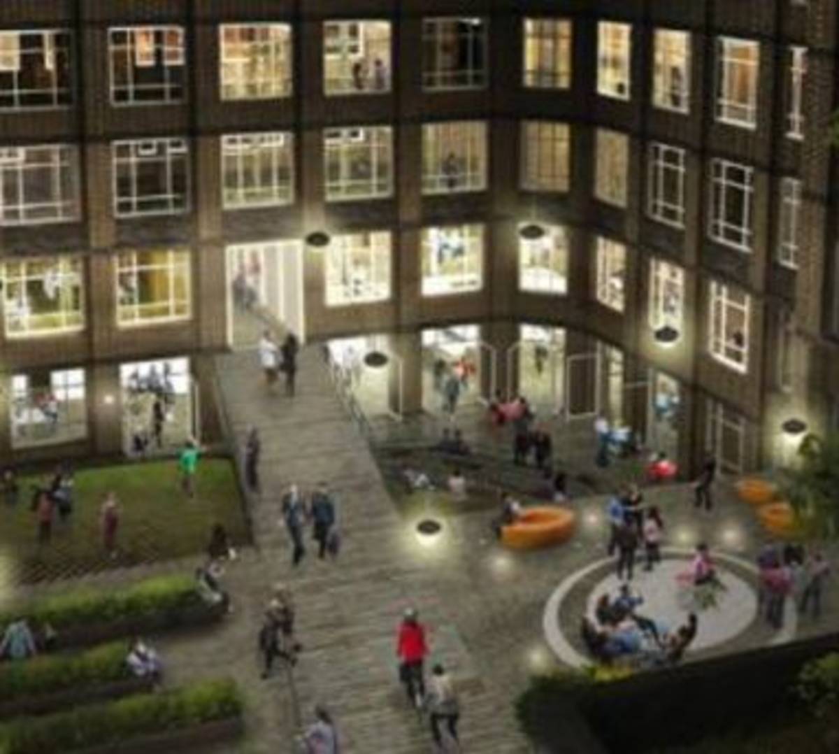 A modern building with a mix of apartments and offices
