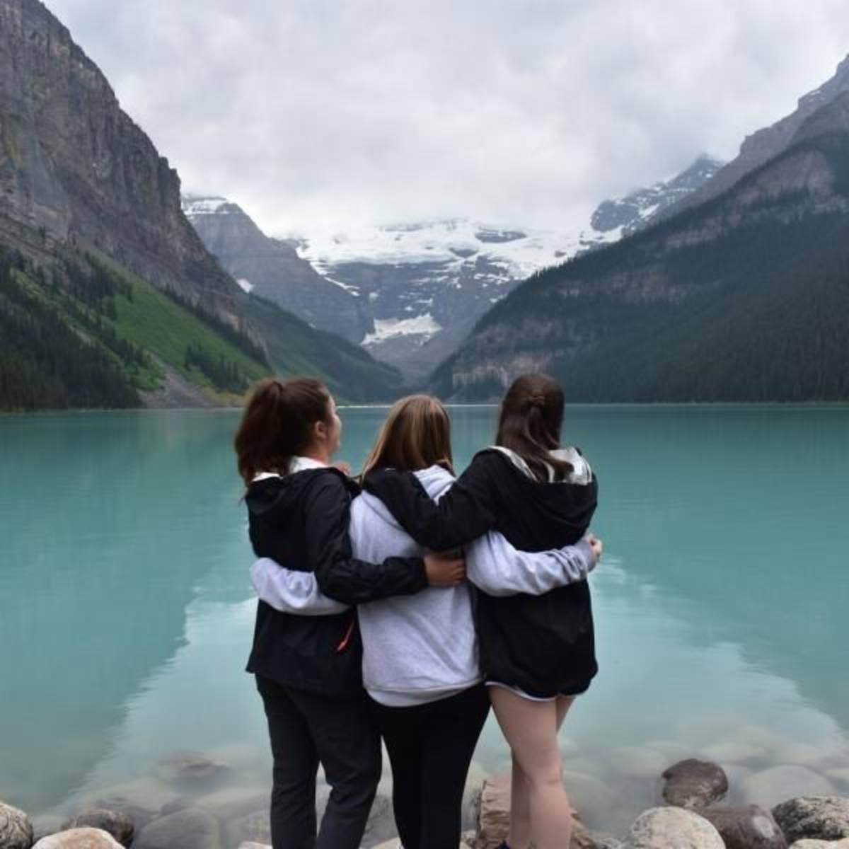teens at banff national park in canada