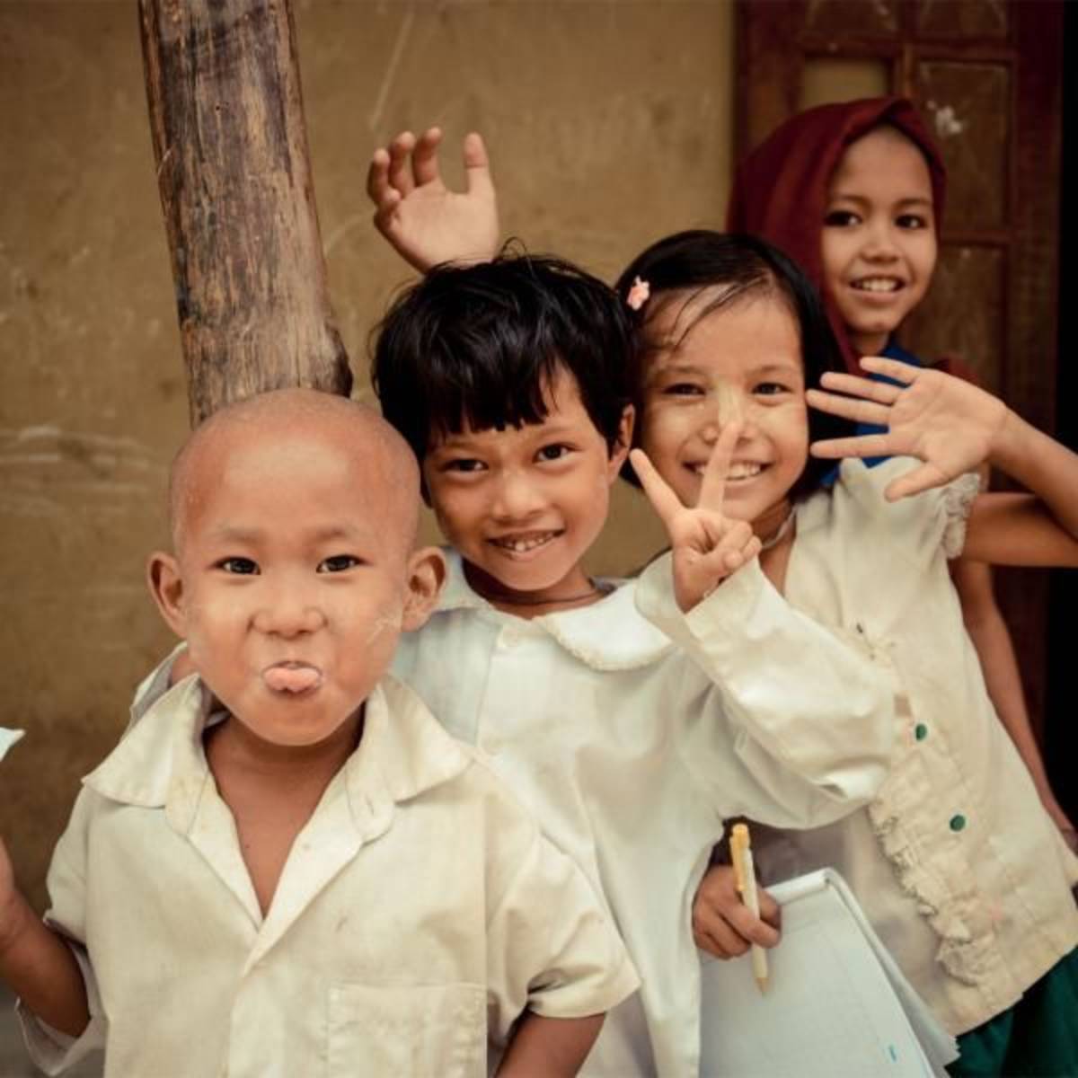 Children playing in Myanmar