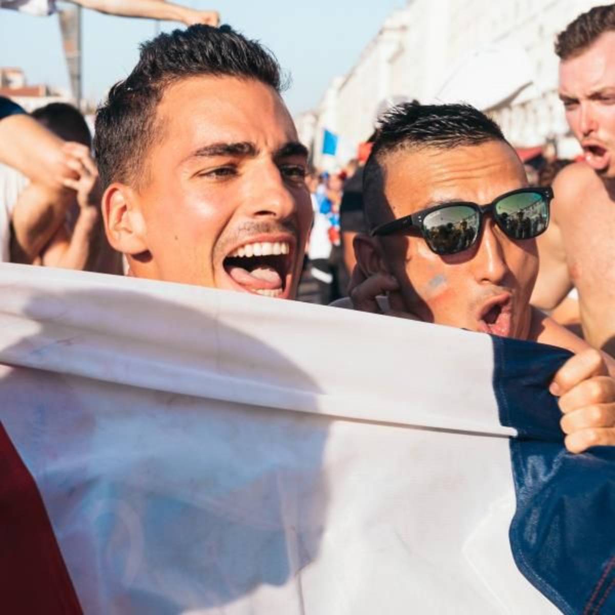 men with flag