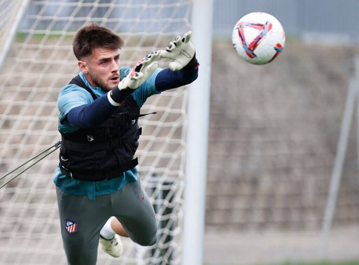 Goalkeeper soccer training session in Madrid Spain