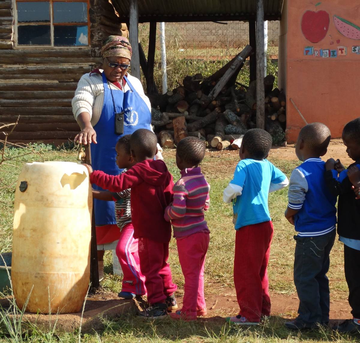 Children washing hands