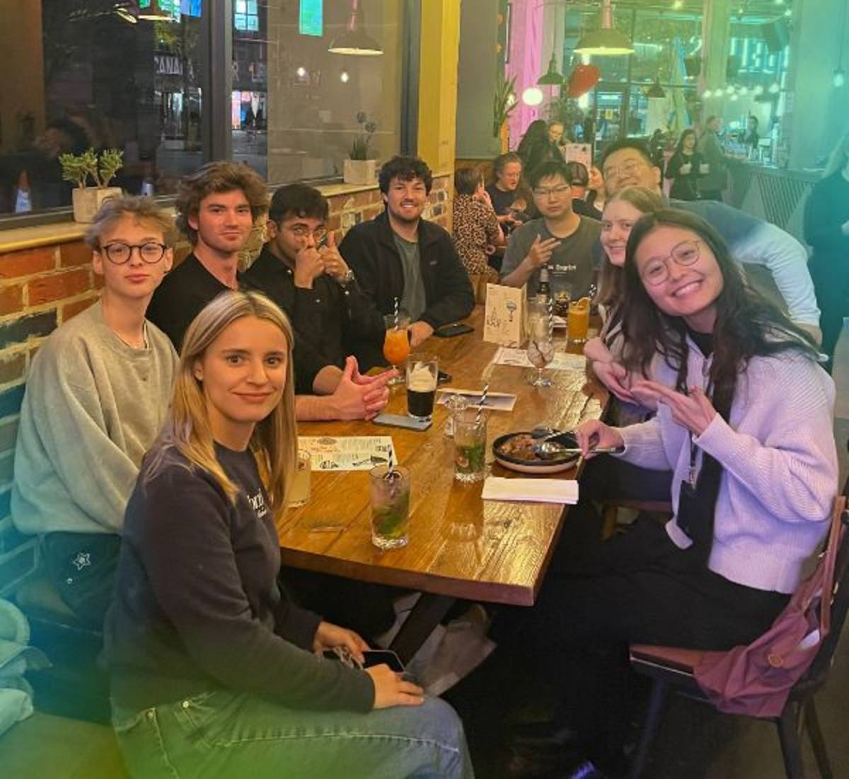 Interns from The Intern Group enjoying dinner in London