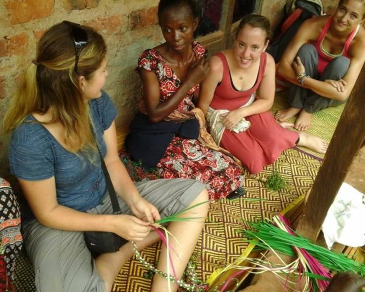 volunteer working with womens' group in Uganda, Africa
