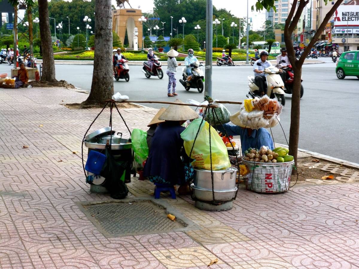 Locals selling food
