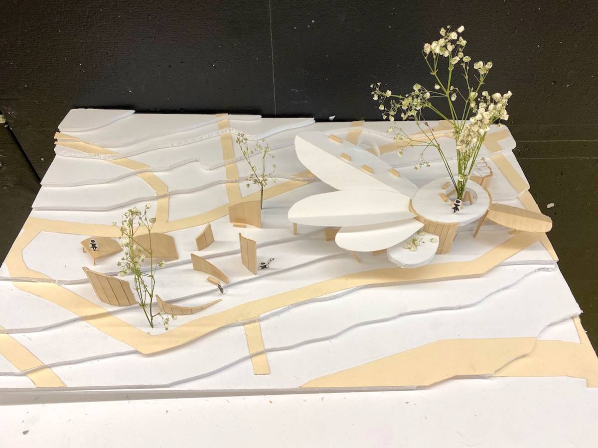 model with plant and pavilion
