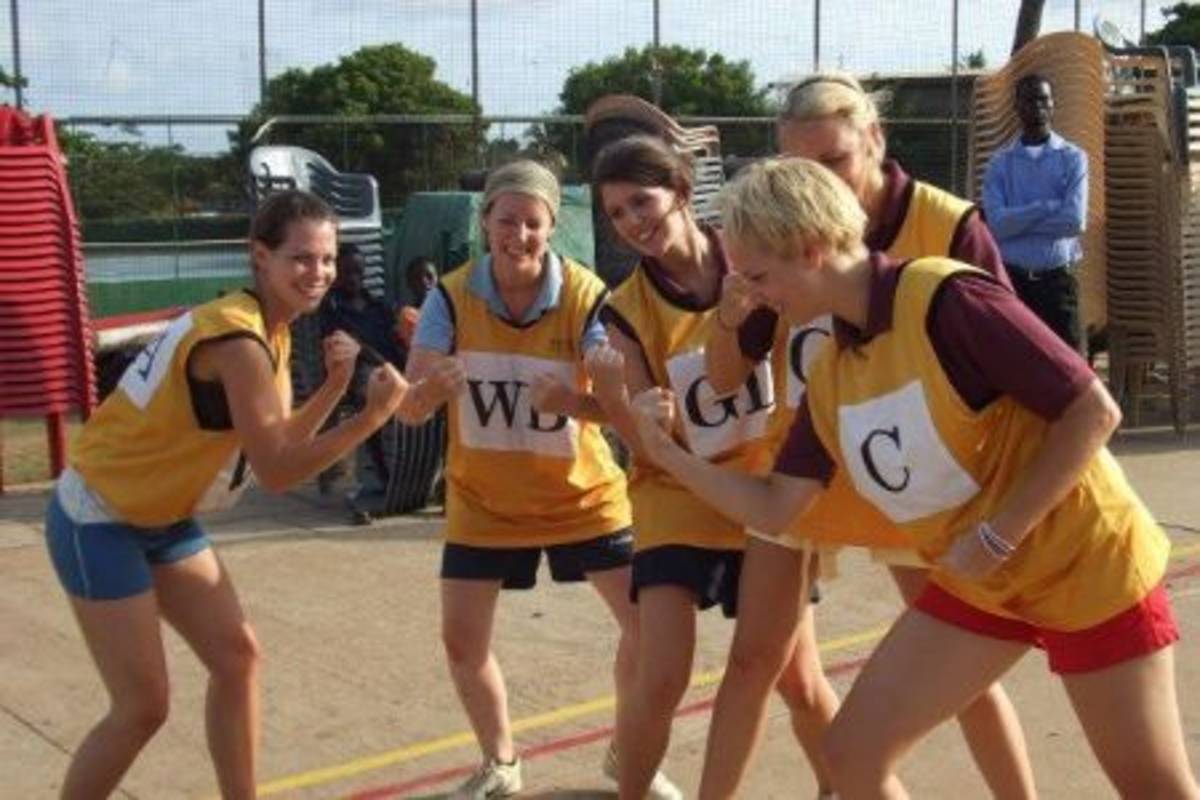 Volunteers on cheering on a game