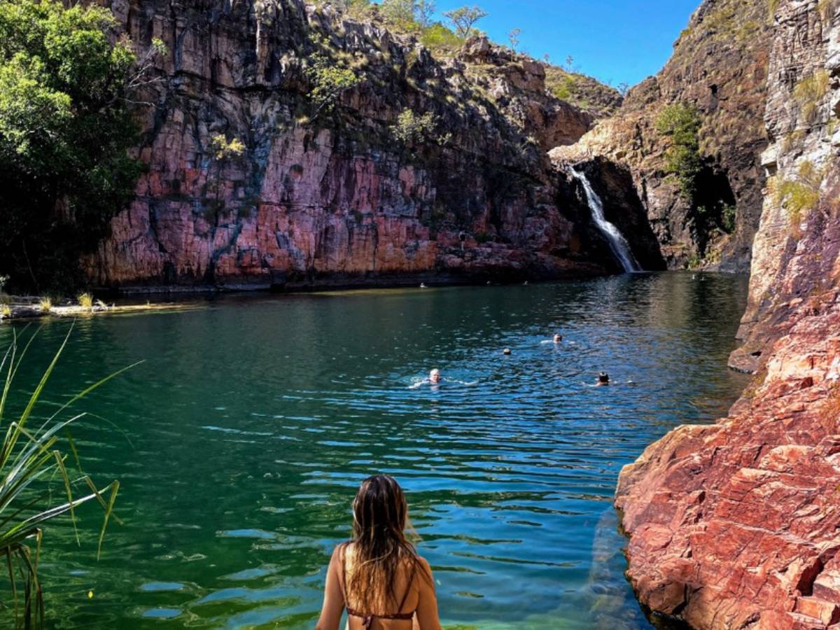 People swimming in a lake