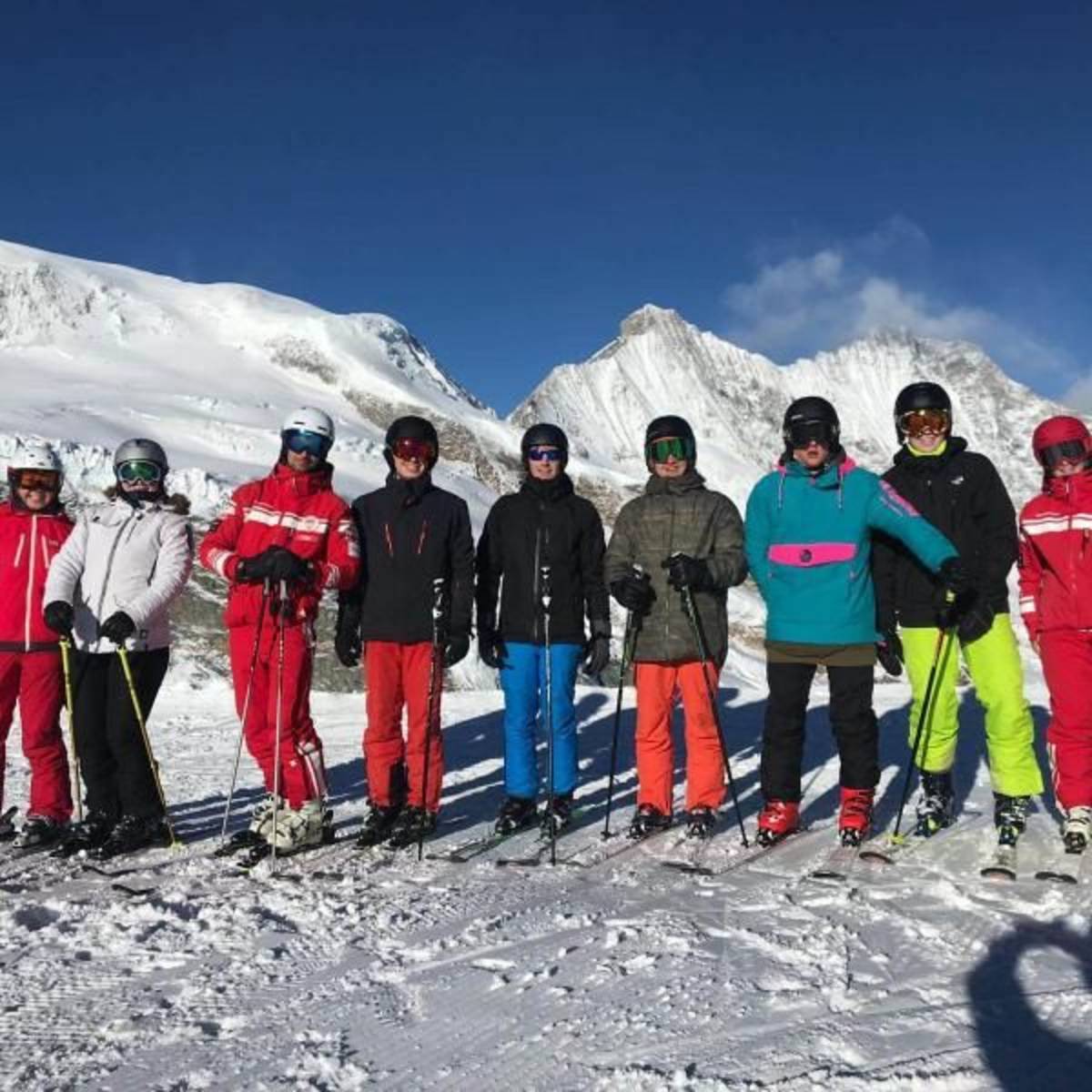 Saas Fee ski instructor training group