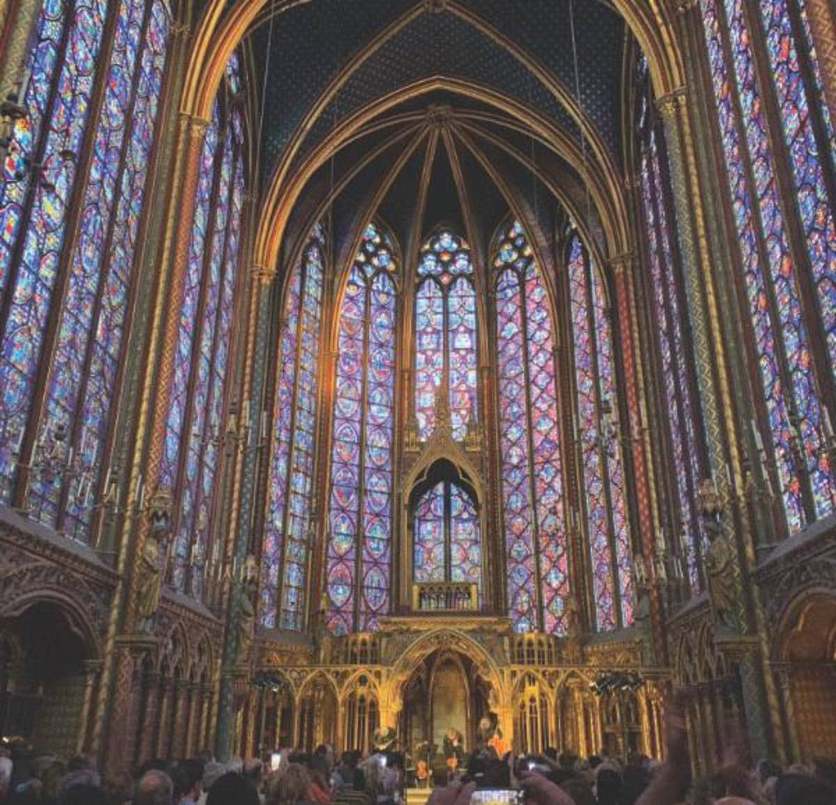 stained glass inside sainte chapelle in france