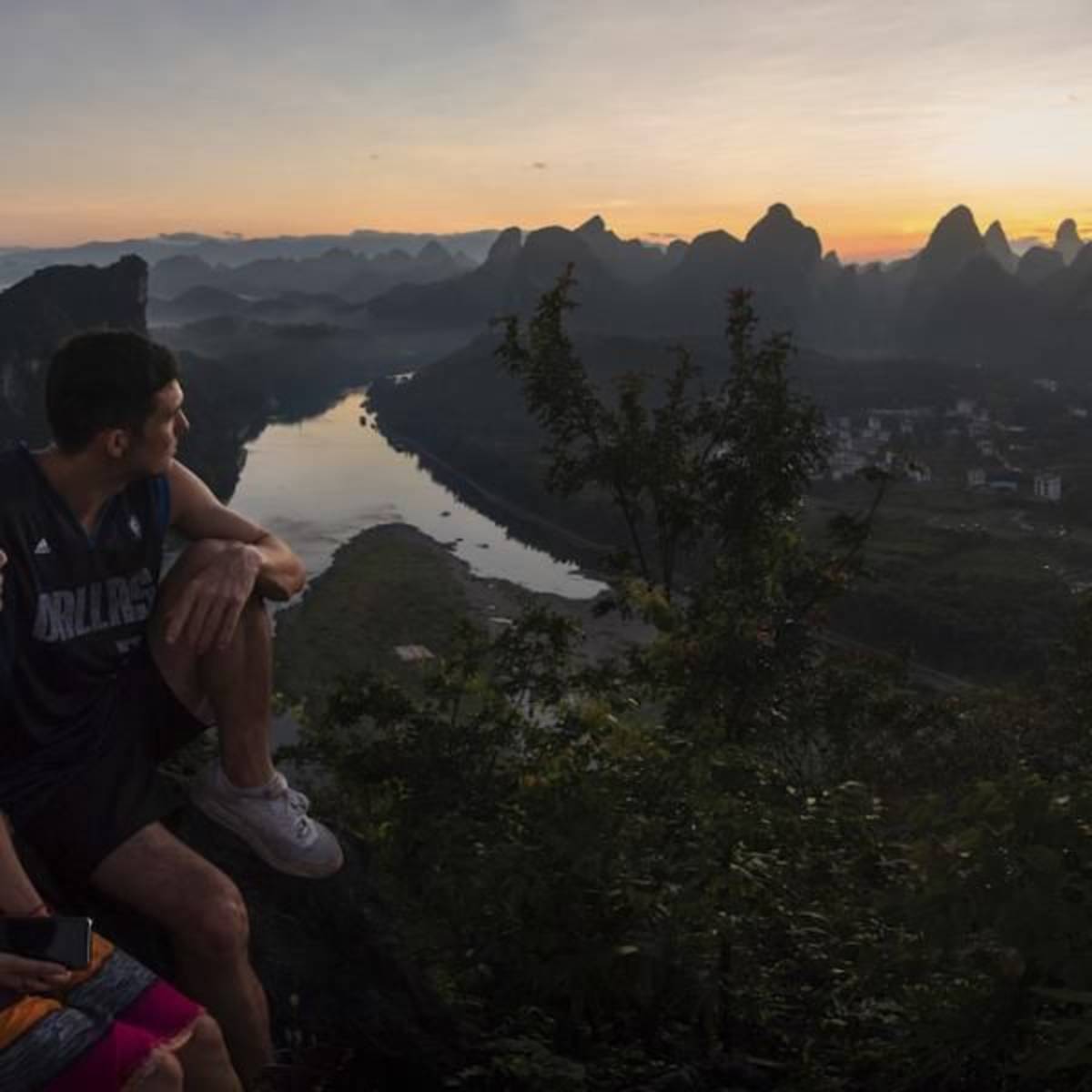 Students watching the sunset