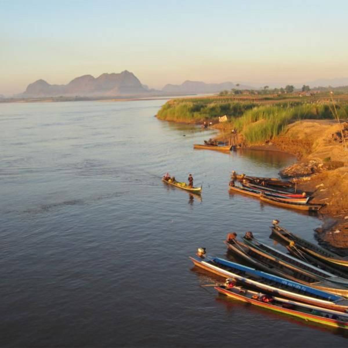 Morning on the river in Myanmar