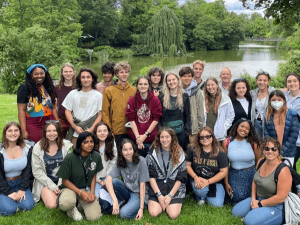 Student group photo at park in Copenhagen