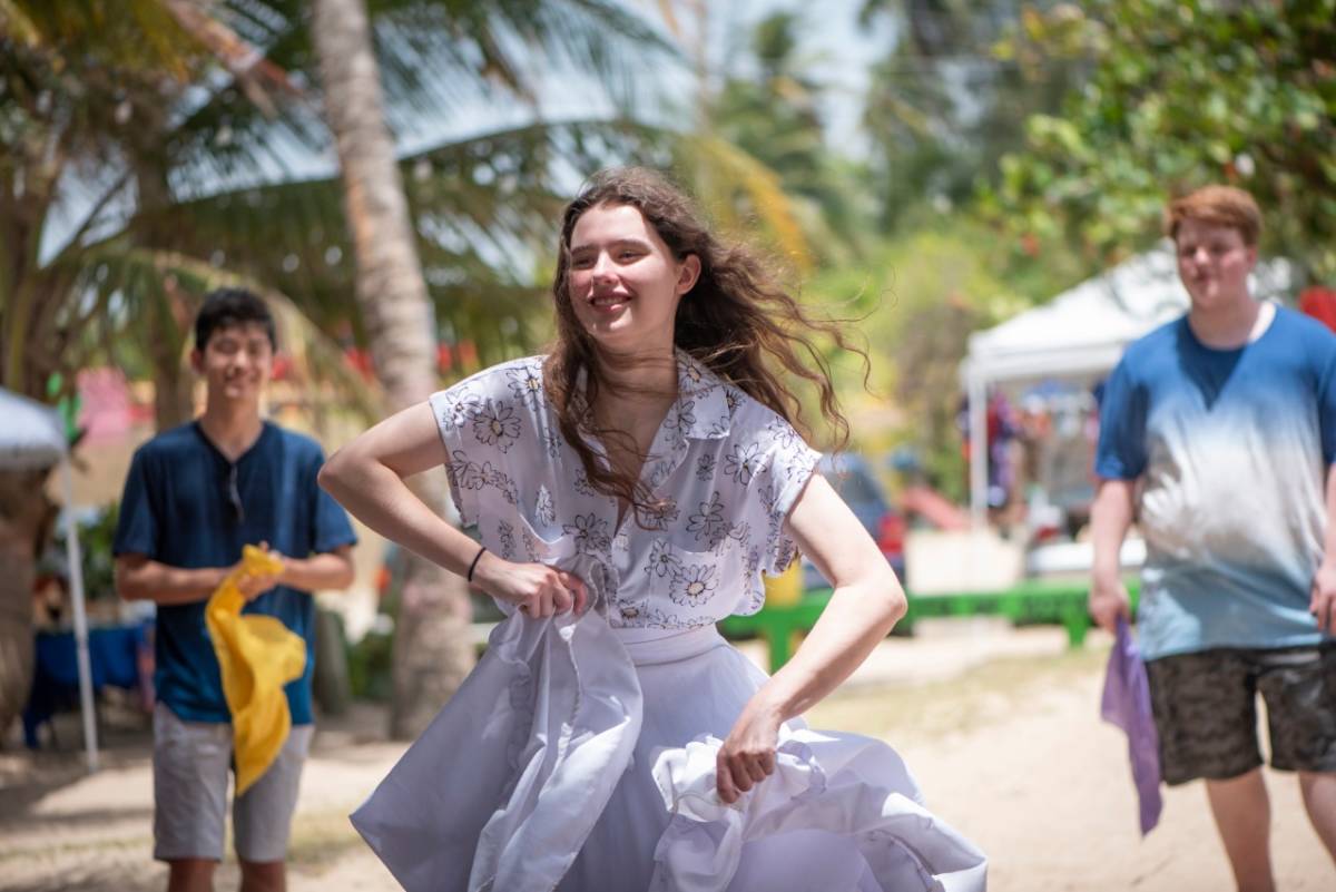 Student learning Bomba dance in Puerto Rico