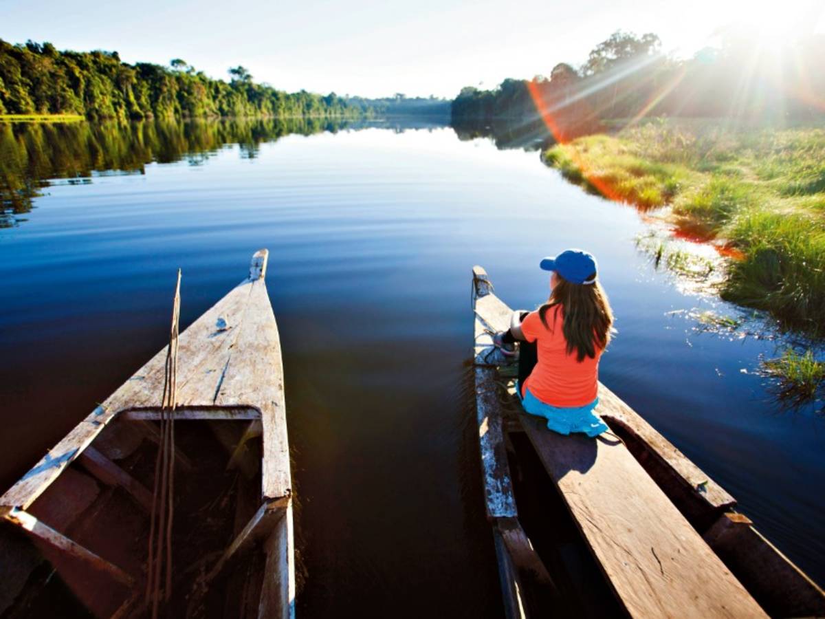 Student on lake