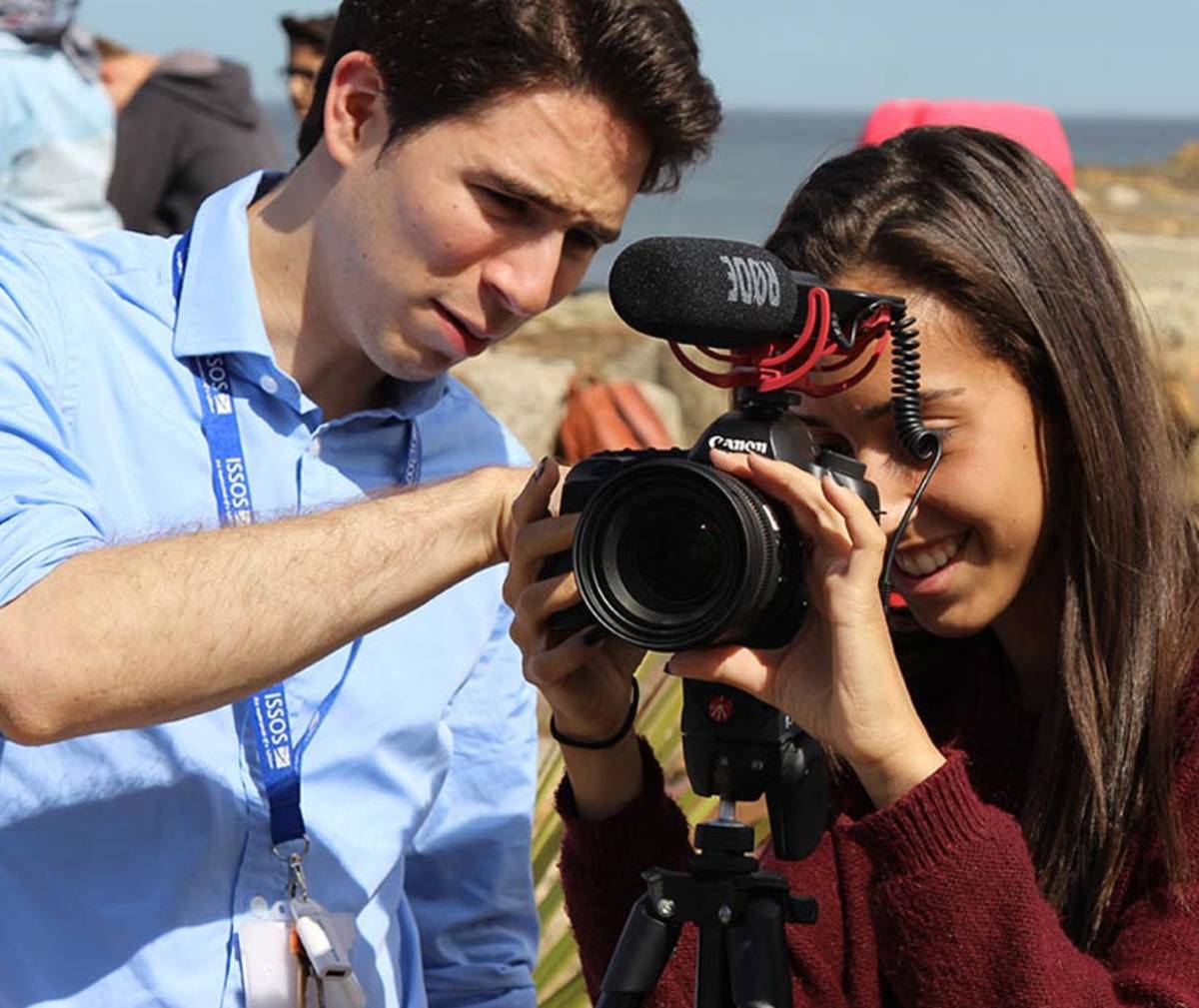 student using a camera