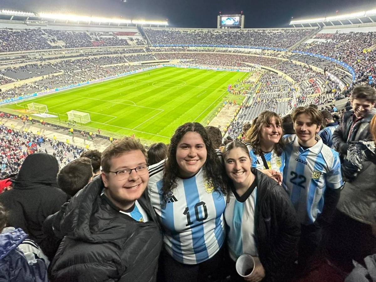 students at an Argentine soccer game
