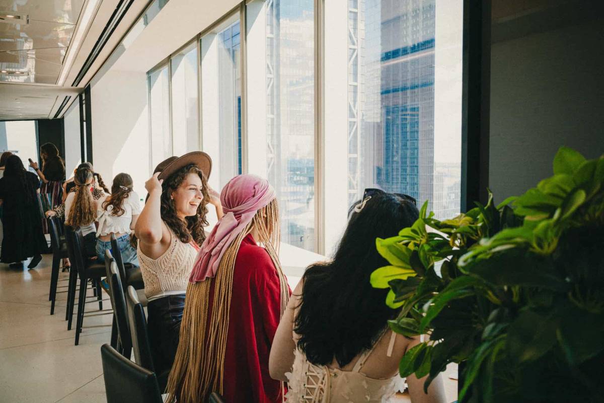 Students at the Conde Nast headquarters in New York City