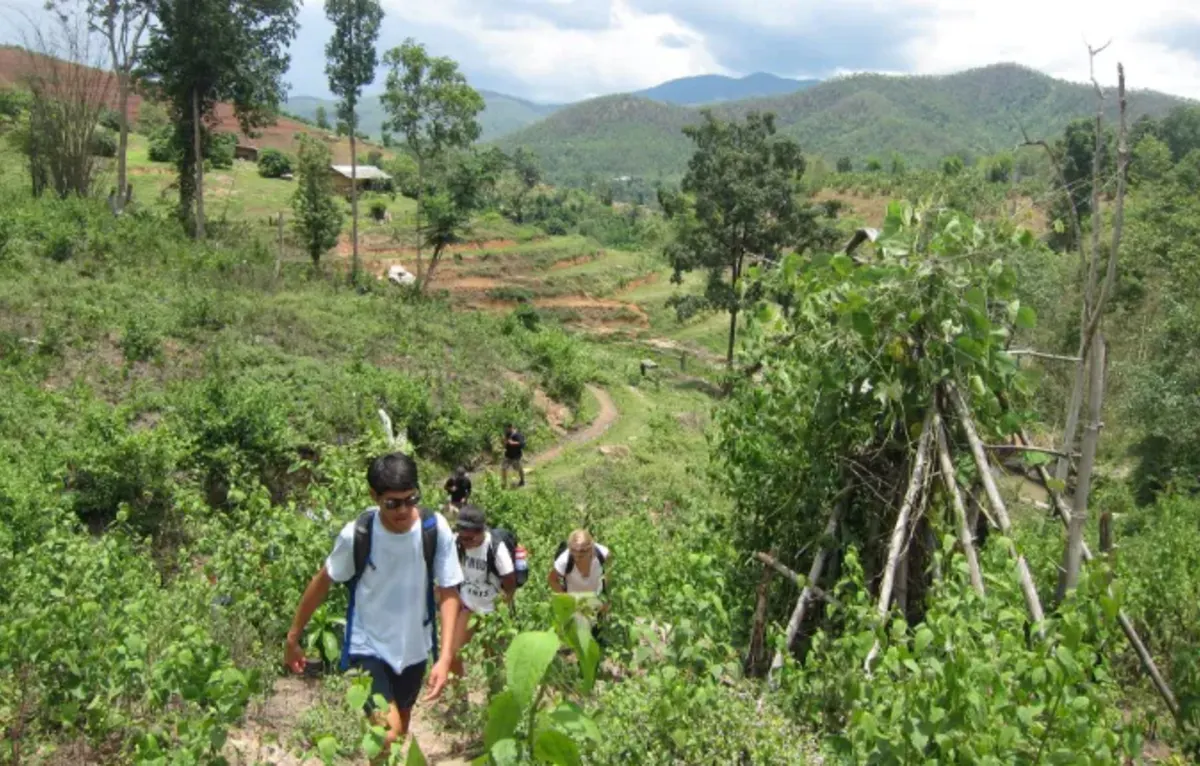 Students hiking in Thailand