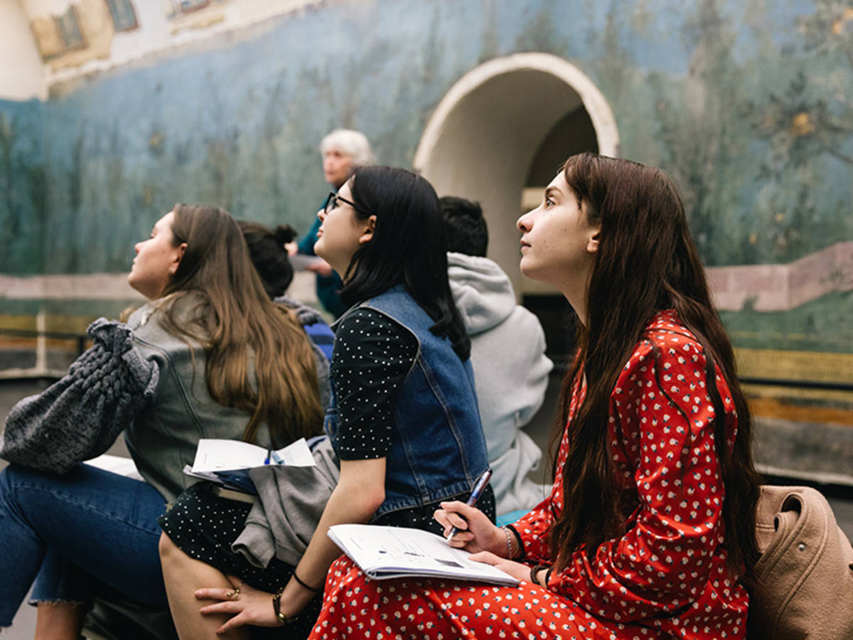 Students in a museum
