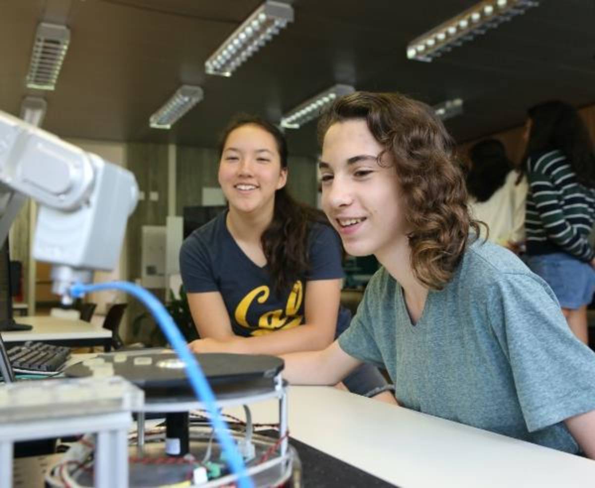 students in robotics lab
