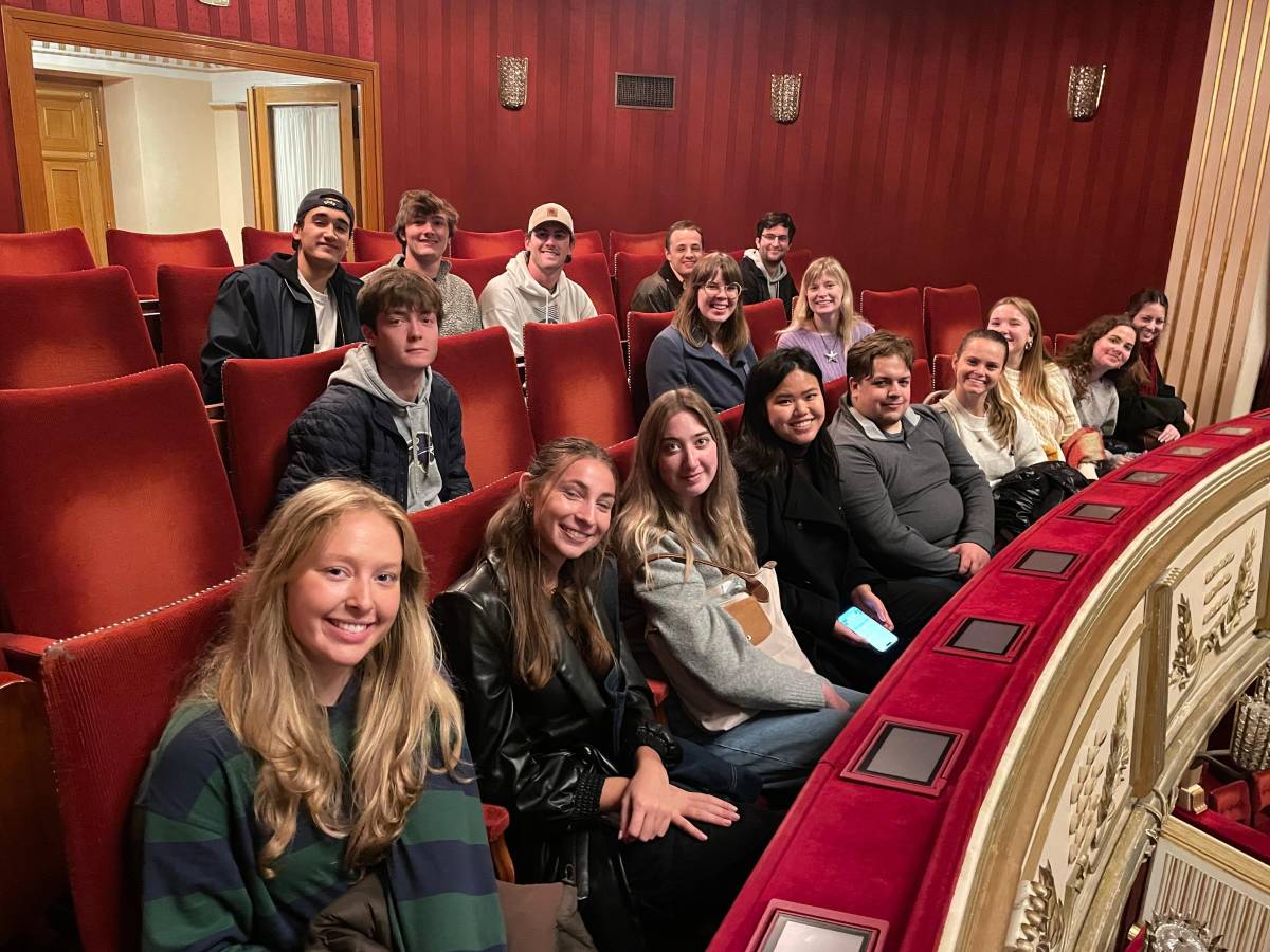 Students on a field trip to the Opera in Vienna, Austria.