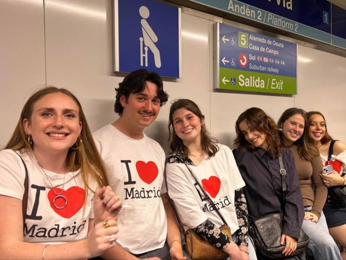 Students taking the train in Madrid