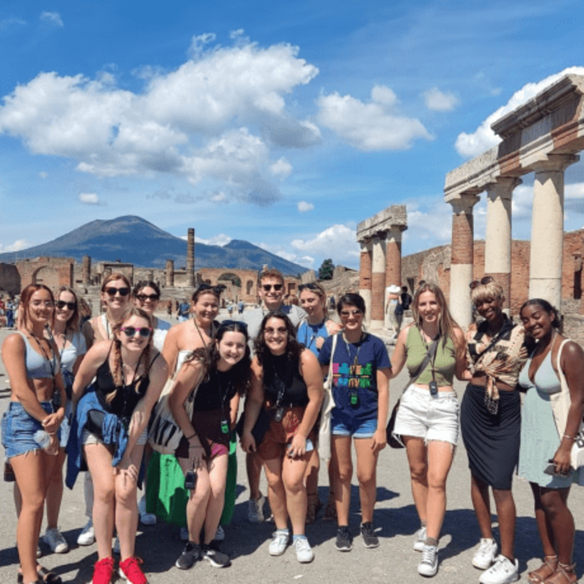 Students touring Pompeii