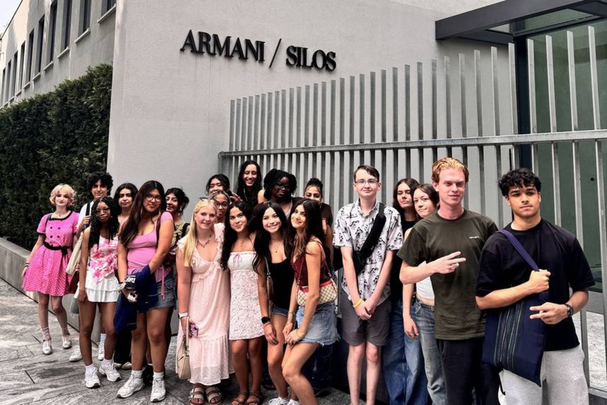 Students visiting Armani in Milan